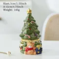 Boîte à bijoux en céramique arbre de Noël avec petit ours, cadeau parfait de fêtes. - Style C / Diamètre 6.5cm Hauteur 12cm