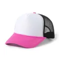 Casquette trucker blanche avant bord rose avec dos en maille noire et sangle réglable au quotidien. - Blanc et Rouge Rosé