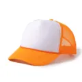 Casquette trucker blanche à panneau en mousse avec filet orange vif et cordelette. - Orange et Blanc