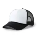 Gros plan sur les détails en maille de la casquette trucker noir et blanc réglable - Noir et Blanc