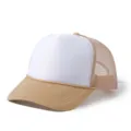 Vue detaillee de la casquette trucker blanche unie avec filet kaki et fermeture reglable. - Khaki Blanc