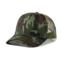 Vue détaillée de la casquette camouflage, mettant en valeur le dos en filet et la corde. - Camouflage