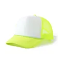 Vue détaillée de la casquette trucker vert néon et blanc avec filet et panneau mousse. - Jaune Fluorescent Blanc