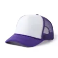 Vue détaillée de la casquette trucker unie, dos en maille violette respirante et visière courbée. - Violet Blanc