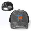 Berretto da baseball con coda di cavallo ricamo floreale Hawaii con rete e cinturino - Regolabile / Nero