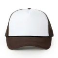 Casquette trucker en maille marron et blanche avec cordon décoratif et panneau avant vierge. - Café Blanc
