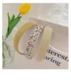 Vue détaillée de serre-têtes en tissu style coréen à la mode, motifs floraux et vichy. - Jaune Uni