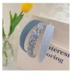 Ensemble de serre-tête en tissu floral doux coréen, cerceau à cheveux à carreaux bleus pour femmes - Bleu Uni