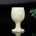 Naturjade Kelch Weinglas Kristall Gesunde Tasse handgefertigt Weinkelch Stein - Lantian-Jade / L