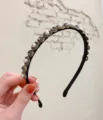 Serre-tête rétro français perles strass bandeau cheveux noir élégant accessoire femme - Serre-tête Perle Ronde et Strass