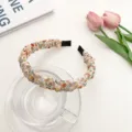 Serre-tête plissé à fleurs pour femmes, joli cerceau à cheveux en tissu pour le style quotidien. - Serre-Tête Floral Orange 1