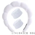 Conjunto de diadema y muñequeras de nube esponjosa blanca para lavado facial,suave. 17x18cm - Conjunto de 3 Piezas Blanco
