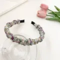 Serre-tête plissé à fleurs bleu rétro bandeau doux mignon accessoire de cheveux quotidien - Serre-Tête Floral Vert 7