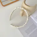 Serre-tête plissé blanc pour femme, accessoire de cheveux style français, chic quotidien. - Serre-Tête Blanc Lait 2