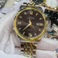 Ανδρικό δίχρωμο ρολόι quartz από ατσάλι με ρωμαϊκούς αριθμούς και ένδειξη ημερομηνίας. - Δίχρωμο Μαύρο Καντράν