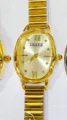 Reloj de cuarzo vintage dorado para mujer con esfera ovalada y pulsera flexible de bambú. - Todo Oro Esfera Blanca