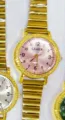 Montre vintage femme quartz ton or bracelet extensible cadran rose montre-bracelet - Boîtier Or Cadran Rose