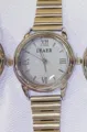 Elegante Damen Quarzarmbanduhr mit Metall Flexband und klassischem Römischen Zifferblatt. - Silbernes Gehäuse Blaues Zifferblatt
