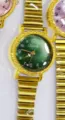 LEAER Damen Vintage Uhr gruenes Zifferblatt goldenes Bambus-Stahlband Quarz Armbanduhr - Goldgehäuse Grünes Zifferblatt