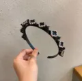 Serre-tête trèfle noir élégant avec strass, accessoire de cheveux tendance pour femmes. - Serre-Tête Double Usage Fleur Noire