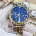 LANTURUN men quartz watch waterproof business steel strap chronograph stylish wristwatch - Two Tone Black Dial