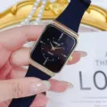 Eckige Quarzuhr mit schwarzem Silikonarmband im eleganten Retro-Stil für modische Damen. - Schwarzes Zifferblatt Schwarzes Armband