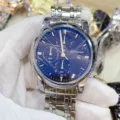 Orologio al quarzo da uomo elegante con cinturino in acciaio inossidabile e cronografo. - Cassa Argento Quadrante Nero