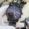 Orologio da uomo quarzo cinturino acciaio inossidabile cronografo quadrante nero moda - Canna di fucile quadrante nero