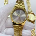 Justrong gold quartz wristwatch with silver dial and stainless steel band variant model - All Gold Gray Dial Men