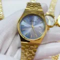 JUSTRONG men quartz watch gold steel strap blue dial business casual fashion wristwatch. - All Gold Light Blue Dial Men