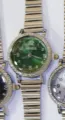 LEAER Damen Armbanduhr gruenes Zifferblatt retro Metall Stretcharband Vintage Quarz - Silber Gehäuse Grün Zifferblatt