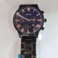 Lanturun Herrenuhr schwarzer Edelstahl Business Freizeit Quarz Kalendar wasserdichte Uhr - Business Dunkles Zifferblatt Stil (Stil 6)