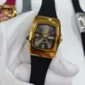 GALAXY quartz horloge met goudkleurige kast, zwarte siliconen band en handige datumweergave. - Brazilië Goud-Zwart Dames