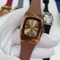 GALAXY siliconen quartz horloge, elegant bruingoud paar horloge met dubbele kalenderweergave. - Bruin Goud-Bruin Band Dames