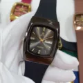 GALAXY quartz horloge voor koppel met siliconen band, dubbele kalender bruin gouden stijl. - Geweergrijs-Zwart Band Heren