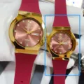 GALAXY orologio quarzo coppia cinturino silicone rosso lunetta oro calendario lusso - Brasile Oro-Rosso Donna