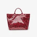 Stylish red black leopard print waterproof tote bag, large capacity daily commuting bag. - Rose Red Leopard Print