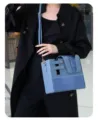 Blue crocodile pattern shoulder bag detail, stylish PU leather crossbody bag for women. - 24CM*10CM*21CM / Blue