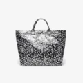 Black and white leopard waterproof tote bag detail, featuring durable material for daily commute. - Black and White Leopard Print