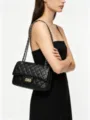 Fashion women quilted chain shoulder bag casual classic elegant black crossbody underarm bag. - 26CM*7CM*17CM / Black