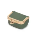 Mini leather kiss-lock coin purse and portable jewelry box for rings earrings. - 6.5x5x3.5cm / Green