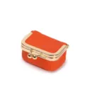 Mini orange leather kiss lock pouch for jewelry ring storage portable coin purse detail - 6.5x5x3.5cm / Orange