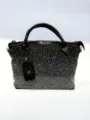 Black rhinestone studded handbag detail, luxury crystal shoulder bag hardware close up. - 24CM*11CM*18CM / Black Star