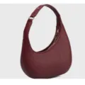 Burgundy Crescent Shoulder Bag, PU Leather Minimalist Underarm Handbag for Women - Burgundy