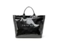 Waterproof black glossy tote bag, large capacity stylish handbag for commuting and daily use. - Black