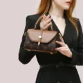 Chic retro handbag for women, stylish brown monogram print top handle crossbody bag for autumn winter. - 19.5CM*8CM*12.5CM / DV Coffee/Brown