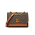 Chic brown monogram shoulder bag with stylish camellia lock, chain strap and leather trim. - MO Coffee/Brown
