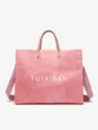 Waterproof pink kraft paper tote bag, stylish minimalist large capacity shoulder bag. - Pink