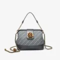 Elegant women camellia woven shell bag, chic chain shoulder crossbody bag for daily commuting. - Grey Blue