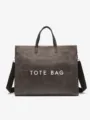 Retro kraft paper texture large capacity tote bag with handles and crossbody strap main view - Coffee